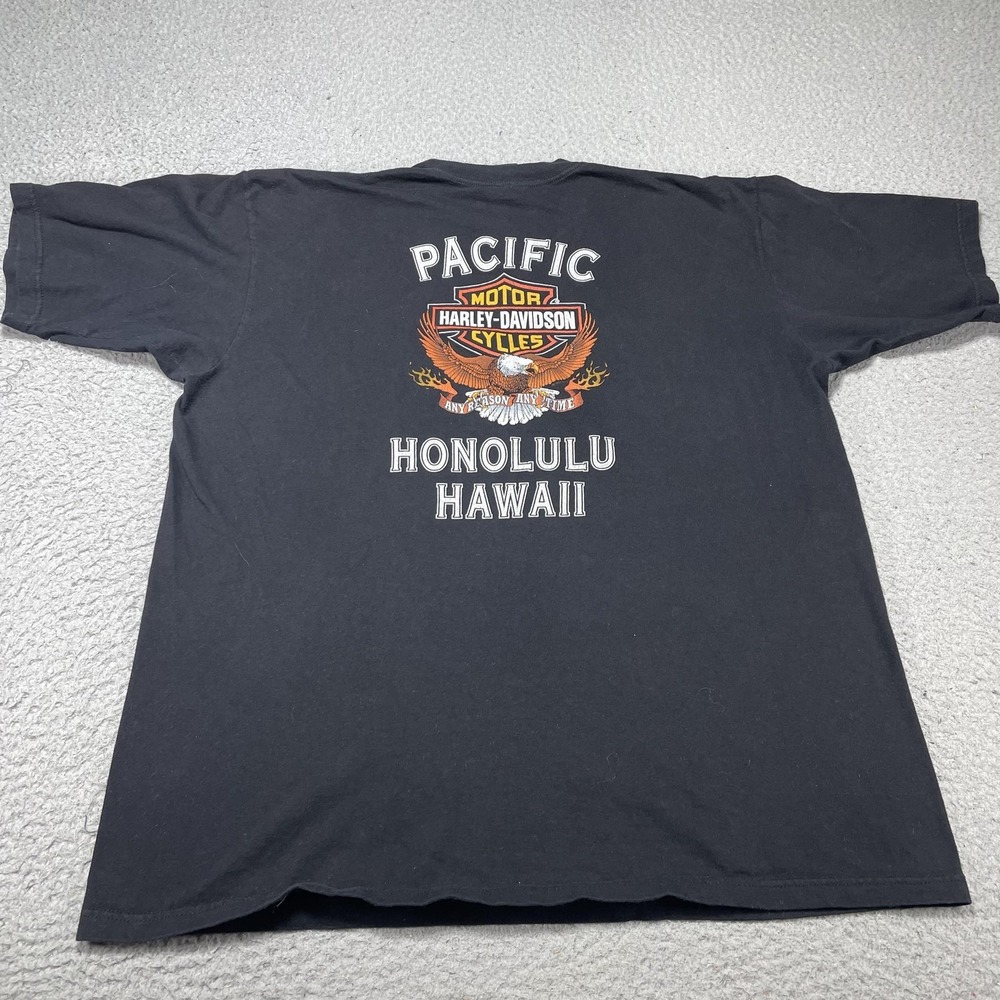 Vintage Harley-Davidson Shirt Mens XL Black Eagle Pacific Honolulu Hawaii Tee - Picture 6 of 11